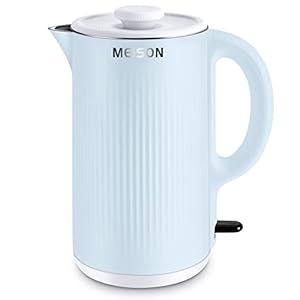 Electric Kettles Stainless Steel for Boiling Water, Double Wall Hot Water Boiler Heater, Cool Touch Electric Teapot, Auto Shut-Off & Boil-Dry Protection, 120V/1200W, 1.7 Liter, 2 Year Warranty(blue)