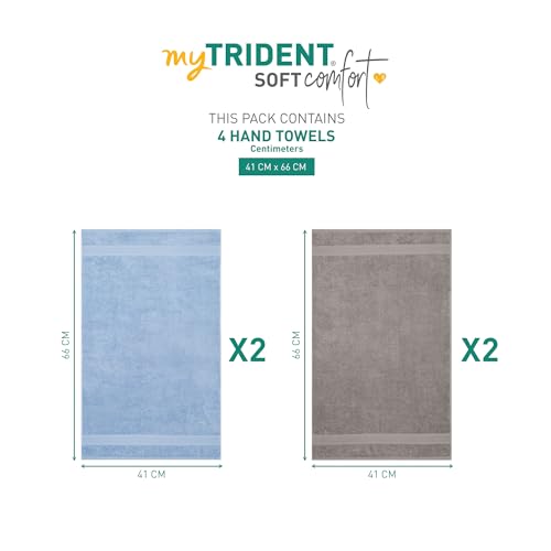 Image of MYTRIDENT Soft Comfort Air Rich Towel 100% Cotton Hand Towel for Daily use, 500 GSM Highly Absorbent Towels for Men /Women, 4Pc Hand Towel Set (41 cm X 66 cm), Charcoal and Allure