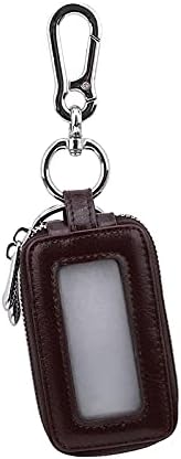 Leather Men Car Key Holders Housekeeper Multifunctional Double Zipper Square Home
