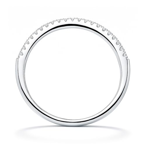 BERRICLE Sterling Silver Wedding Rings Stackable Half Eternity Band Ring for Women, Micro Pave Set Round Cut Cubic Zirconia CZ4