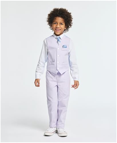 Image of Nautica Boys' 4-piece Formal Suit Set with Vest, Pants, Collared Dress Shirt, and Tie