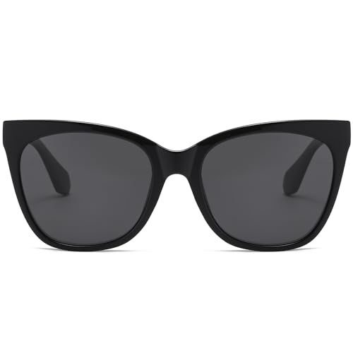 D Lolylad Cat Eye Sunglasses for Women Fashion UV400 Protection Oversized Retro Shades with Lens Cloth & Case