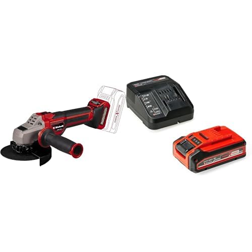 Einhell Professional Amoladora angularTP-AG 18/125 CE Q Li-Solo Power X-Change18V, Ø 125mm, 33 mm de profundidad de corte, sin disco + Original Einhell 4Ah Plus Power X-Change Starter Kit 18V