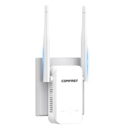 COMFAST Repetidor WiFi, N300Mbps Amplificador Señal WiFi para Casa y Oficina con 2 Antenas Externas, Extensor de Cobertura, Botón WPS, Indicador de Señal, Compatible con los Routers