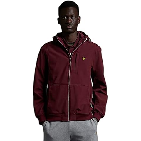 Lyle & Scott Windjacke für Herren bordeauxrot L - Softshell Jacket wasserdicht casual mit Kapuze Cover
