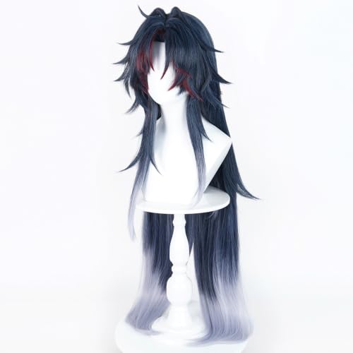 Image of Anime Dark Blue Black Grey Gradient Cosplay Wig for Women Men Cos