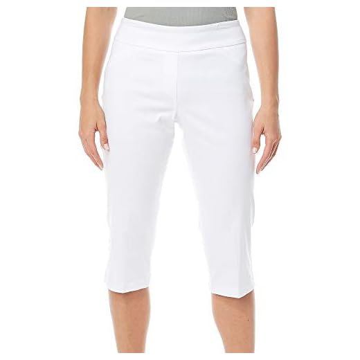 Coral Bay Petite Millennium Stretch Pull On Capris 4P White