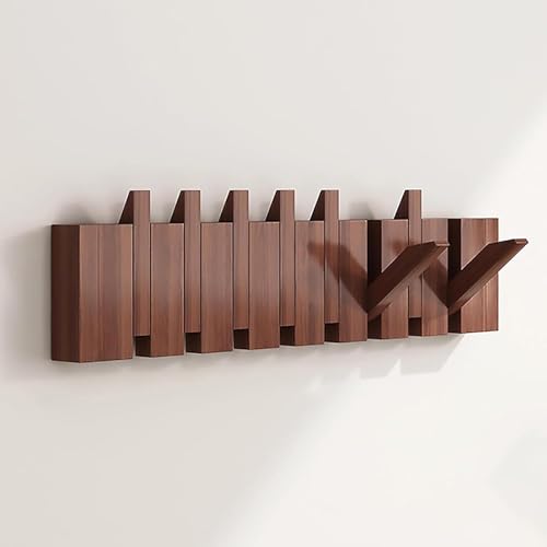 Genérico Piano Coat Rack, Modern Wall-Mounted Hooks for Jackets, Towels, Keychains, Space-Saving Design, Ideal for Entryway, Kitchen, Closet(Size:8 Hooks,Color:Nogal)