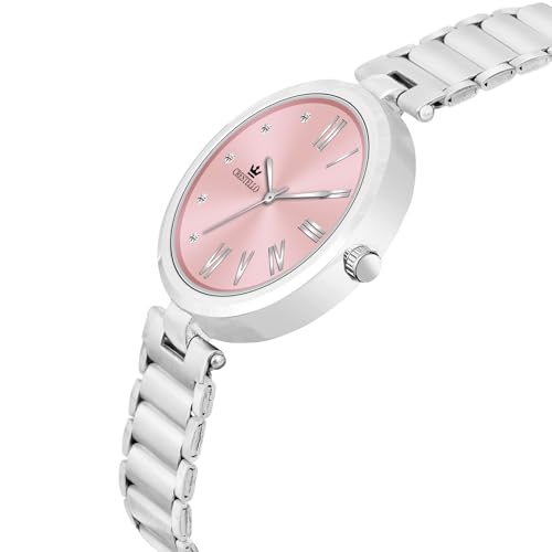 Image of CRESTELLO Stainless Steel Chain Analog Wrist Watch for Women (Silver /Pink /Purple /Green Dial) | CR-DZL141