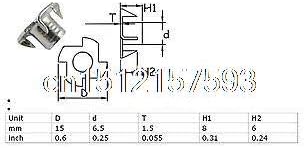 50Pcs 4 Prongs Carbon Steel Zinc Plated T-Nut Tee Nut M5 x 8mm