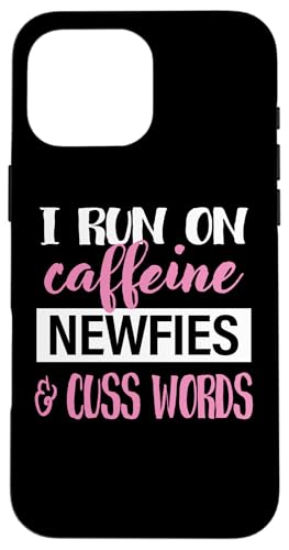 Funny Womens Girls I Run On Caffeine & Newfies Dog Lover �X�}�z�P�[�X iPhone 16 Pro Max �p