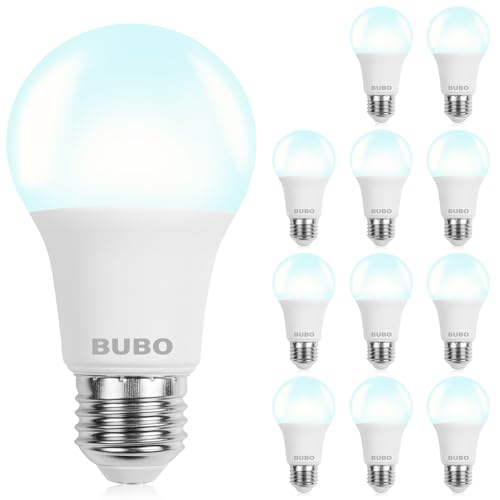 BUBO A19 LED Light Bulbs, 40 Watt Equivalent Daylight 5000K, E26 Base, Efficient 5W, 550 Lumens, Non-Dimmable LED Bulbs, 80+ CRI, Ideal for Home Office Kitchen,12 Pack