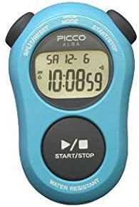 Seiko Alba Picco Schoolmaster Timer, blue color, showing time 10:08:59 on a large digital display with 'MODE' and 'START/STOP' buttons.