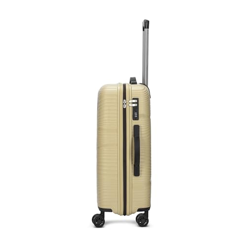 Image of Skybags Swirl Check-in Trolley Bag 65cm | Medium Hard Luggage | 8 Wheels Suitcase for Travel | 3-Digit Combination Lock with Anti-Theft Zipper | Polypropylene | 3 Years Warranty - Unisex (Beige)