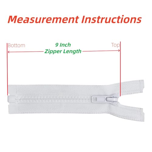 Image of YaHoGa 2PCS 9 Inch #5 Separating Jacket Zippers for Sewing Coats Jacket Zipper Replacement Plastic Zippers Bulk (9 inch White)
