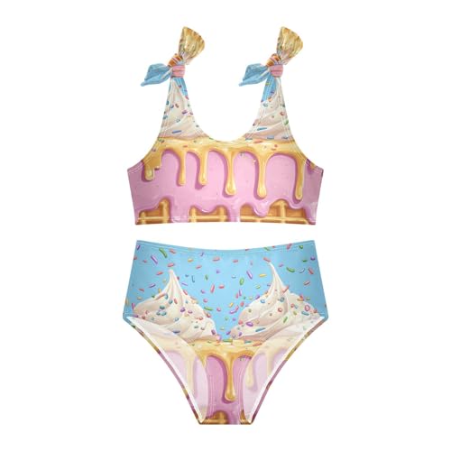 Boccsty Sprinkles Melted Vanilla Red Blue Ice Cream Girls Tankini Swimsuit Kids Bikini Sets 2 Pcs Bathing Suit 3T3