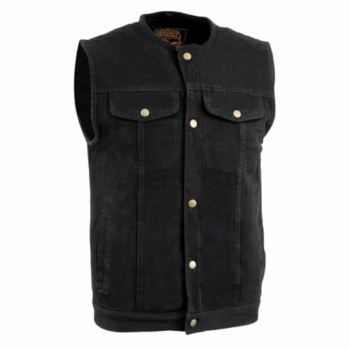 Image of Milwaukee Leather Men's Classic Club Style Premium Denim Motorcycle Biker Vests MDM
