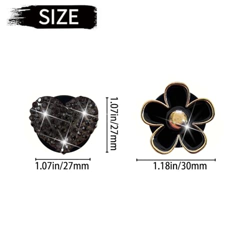 Image of 4 Pcs Black Bling Heart and Daisy Car Air Fresheners Vent Clips Diffuser Vent Clip Rhinestone Diamond Decoration Car Interior Decor Cute Accessories for Women, Automotive Air Fresheners