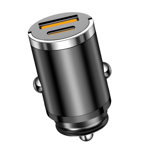 Cargador Coche Carga Rapida[USB C PD30W+QC3.0] Cargador de Automóvil Rápido, USB C Cargador Mechero Coche, Carga rápida con Anillo de tracción, para Phone 16 15 13 12 Pro Pad