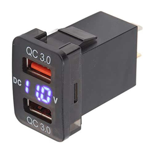 Car Power Adapter QC3.0 Fast Charging Easy Installation Overcharge Protection LED Indicator USB Port Charging Socket DC 12V-24V FJ (1.3×0.88 Inch)