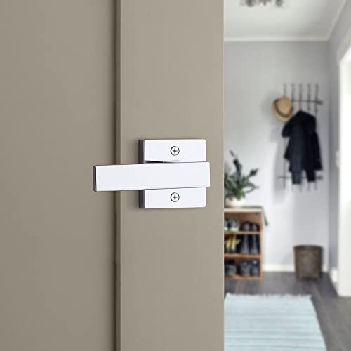 Image of Kwikset Singapore Dummy Door Handle, Single Sided Lever for Closets, French Double Doors, and Pantry, Polished Chrome Non-Turning Reversible Interior Push /Pull Lever