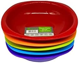 Reusable ECO Unbreakable Colourful Plastic Deep Dinner Plate Set-of-4 - Shatterproof - 100% Food Safe - Perfect for Camping, Indoors, Outdoors, and picnics (Red, Large)