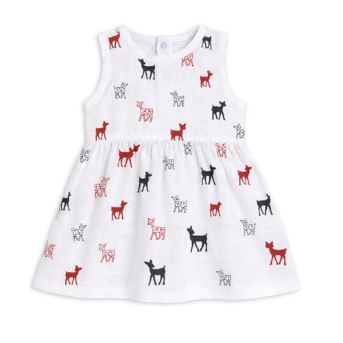 Image of The Boo Boo Club Girls Cotton Muslin Printed Dress | Short Sleeve Knee-Length Summer Girls Frock | Soft Breathable