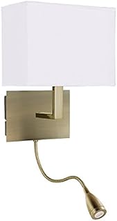 Searchlight Antique Brass dual arm LED wall light with flexible arm (6519AB white)