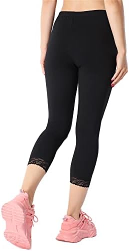 Leggings Pantaloni Modello Capri Con Pizzo Su Orlo Gamba - Foto 5