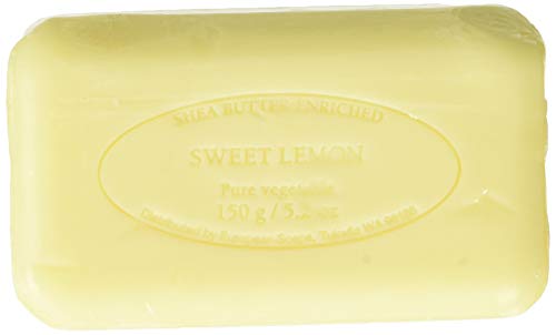 Pre de Provence Artisanal Soap Bar, Natural French Skincare, Enriched with Organic Shea Butter, Quad Milled for Rich, Smooth & Moisturizing Lather, Sweet Lemon, 5.3 Ounce