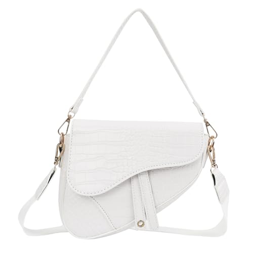 HDE Women's Saddle Shoulder Bag PU Leather Crossbody Purse Crocodile Handbag