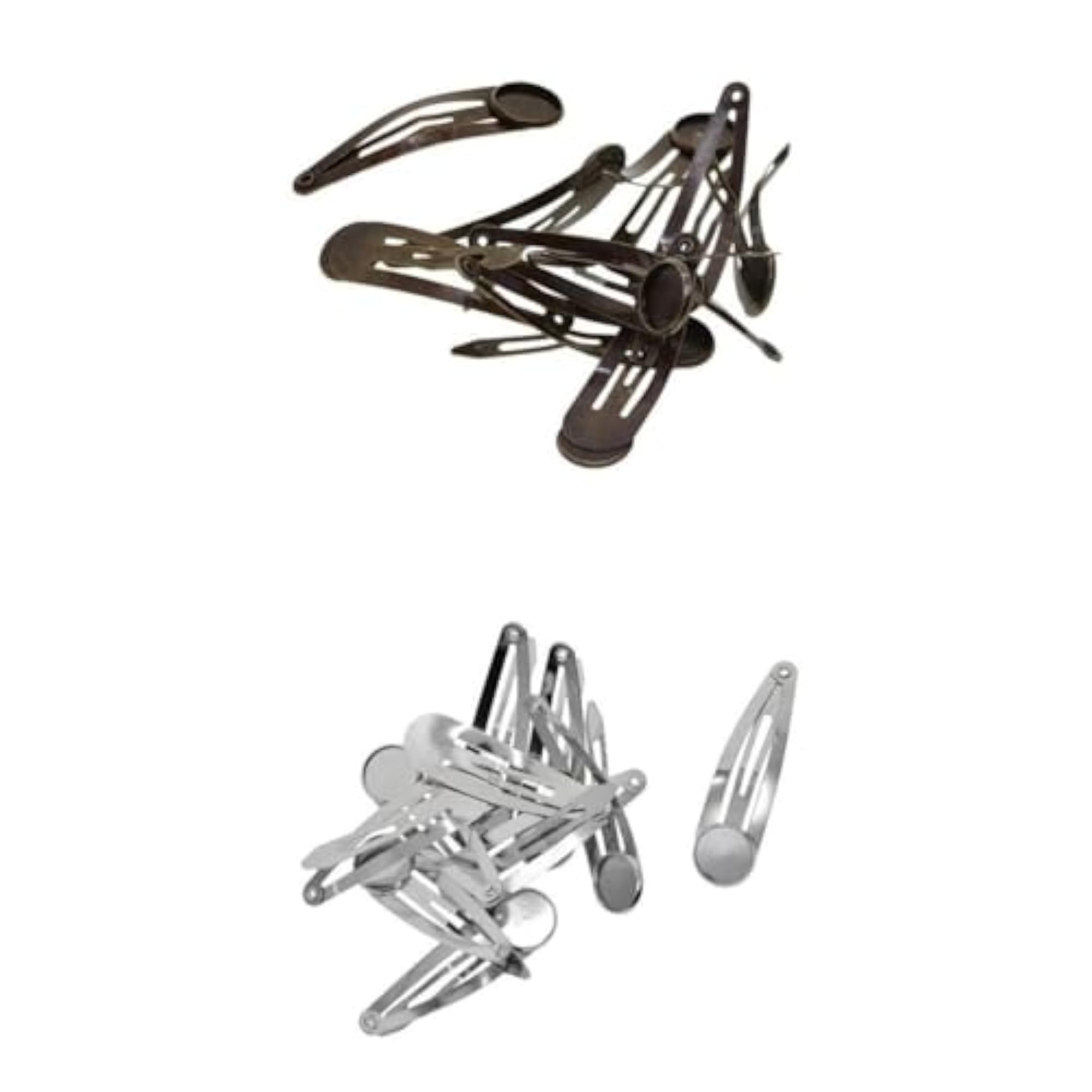 20Pcs DIY Snap Hair Clips with Bezel Setting Tray