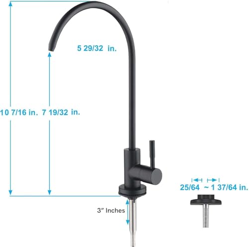 Image of Happy Homes Stainless Steel Faucet Tap - Ideal for Undersink RO Water Purifiers & Kitchen Sinks - Durable Drinking Water Filter Tap (Black Matt)