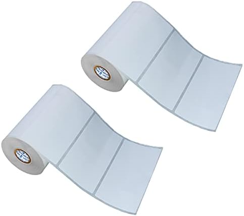 VCR 4 x 3 Direct Thermal Label Sticker - 4 x 3 inches - 100mm x 75mm - 500 Labels Per Roll - Pack of 2 Rolls - White Self Adhesive Sticker for Printing Shipping or Barcoding Labels 1 inch core