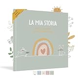 HuBorns - Album Nascita Bambina e Bambino per Incollare Foto e Scritte con +50 Pagine e Adesivi, Album Fotografico Neonato per il Primo Anno fino a 5 Anni, Ideale per Regalo Nascita