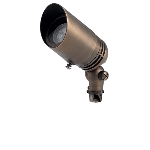 Kichler 12V MR-16 Adjustable Cowl Brass Accent Light in Centennial Brass Directional Landscape Light Fixture 15485CBR (2.5 W x 2.5 H x 6 L)
