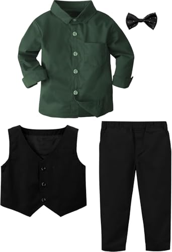 Image of A&J DESIGN 4pcs Baby & Toddler Suit, 12 Months - 5T, Shirt & Pants & Vest & Bow Tie