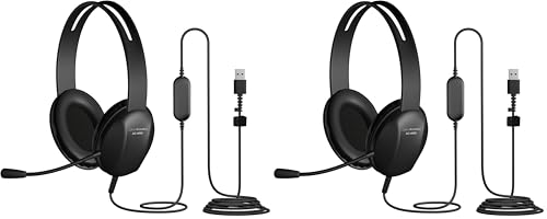 Image of Cyber Acoustics USB-A Stereo Headset (AC-4006) - Durable, Crisp, and Clear Communication in K-12 Classrooms or Home, Made with 60 Percent Recycled Plastic (Pack of 2)
