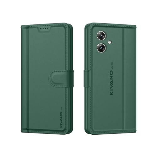 Image of KIVANO LUXE Compatible for Motorola G54 5G / Motorola G64 5G Luxury Handmade Leather Magnetic Flip Folio Case | Card Holder & Kickstand | Slim Protective Cover | Unisex - Green