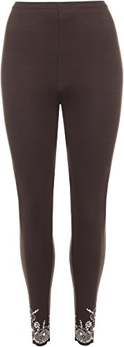 Image of WearAll Ladies Sequin Leggings Womens Trousers Plus Brown 20/22