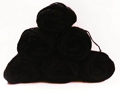 COZYCozy® Acrylic Hand Knitting Art and Craft Crochet Hook 4ply Wool Yarn of Black (Pack of 1_Packet of 6 Ball