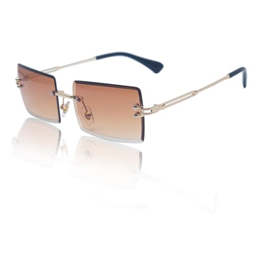 Image of Rectangle Sunglasses for Women Men Fashion Retro Rimless Frameless Tinted Lens Sun Glasses Shades 2026 Stylish