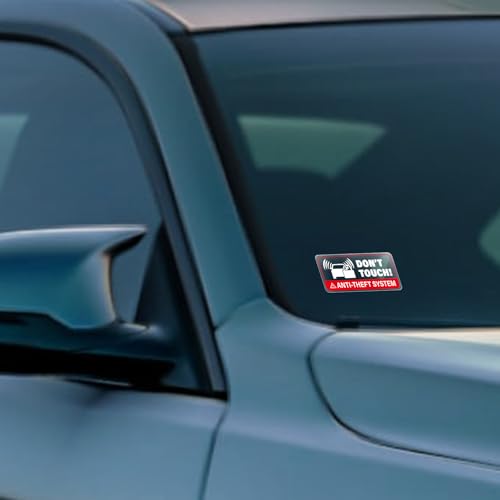 Anti-Theft System Car Sticker 4 × 2 Inches Don't Touch Self Adhesive Vinyl Vehicle Windows Safety Warning Decals GPS Tracking System Equipped Waterproof Door Cling 10 Pack