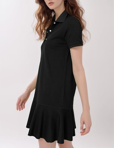Image of Flygo Womens Polo Dress Summer Short Sleeve Ruffle T Shirt Dress