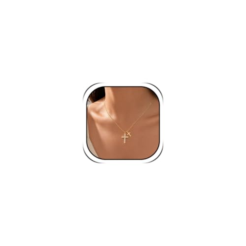 Collier croix double pour femme en acier inoxydable bijou fin minimaliste argenté