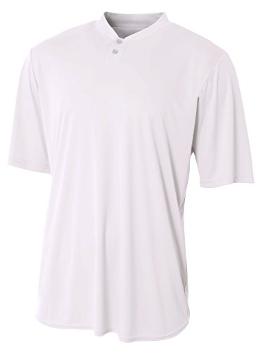 A4 Mens Tek 2-Button Henley, Large, White