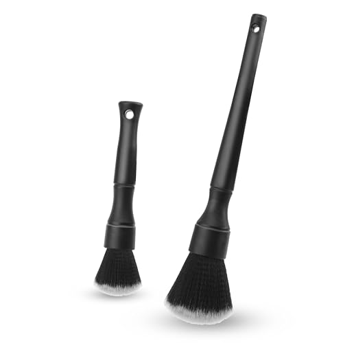 TEKONDA Lot de 2 pinceaux de nettoyage pour intérieur de voiture - Brosse à poussière - Noir - Pour intérieur de voiture, portes, fenêtres, boutons