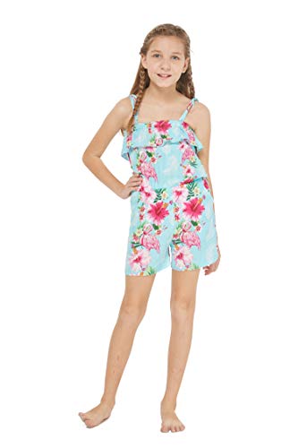 Image of Hawaii Hangover Family Matching Clothes, Pink Hibiscus Vine Turquoise | Family matching Hawaiian outfits, Pink Hibiscus Vine Turquoise, lightweight rayon, machine washable, tropical floral print