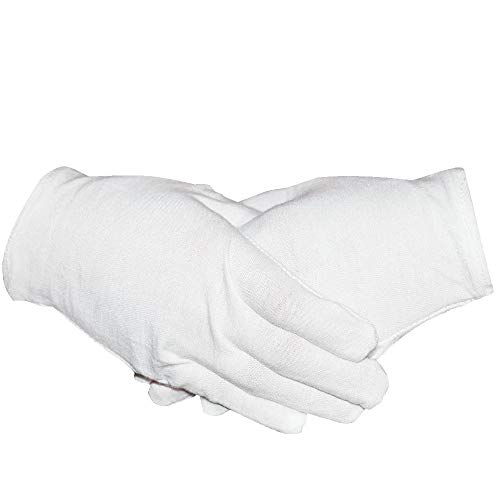 Paxcoo 3 Pairs White Cotton Gloves for Dry Hand Cosmetic Moisturizing Coin Jewelry Inspection Spa  Medium Size