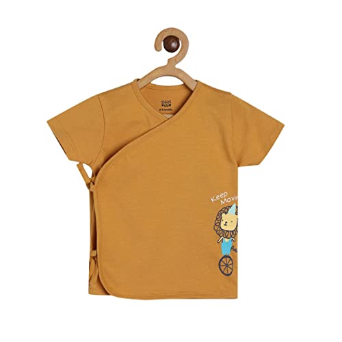Image of miniklub Baby Short Sleeve Knitted Cotton Front Open Vest, Pack of 3 (Green /Brown Color)